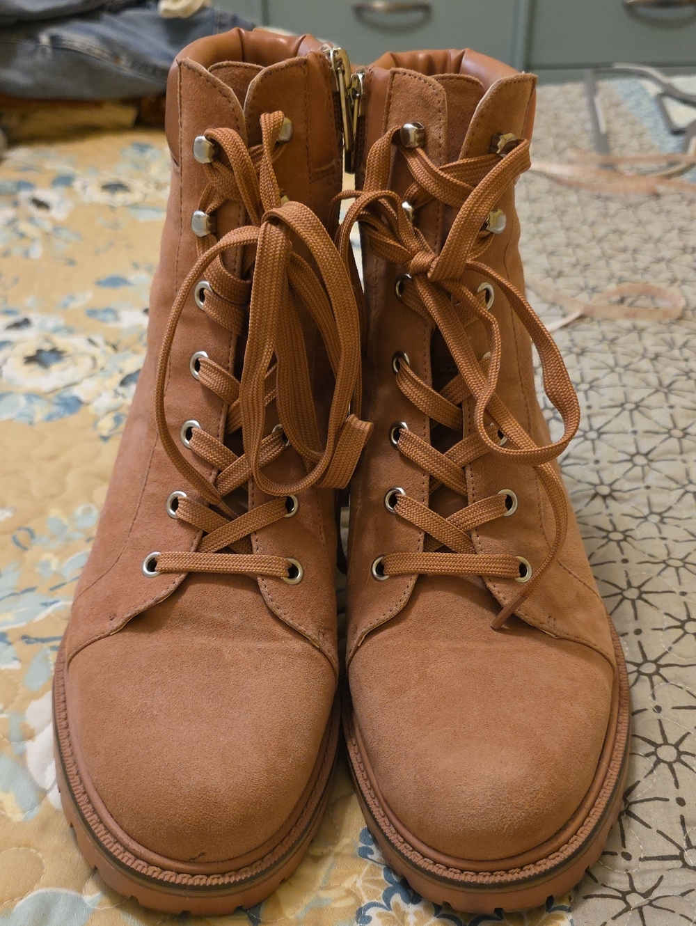 Vince Camuto Lace-Up Ankle Boots in Pink